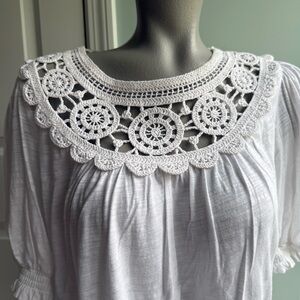 Boden Anais Crochet Puff Sleeve Top